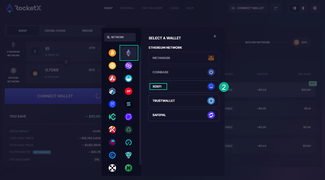 Connect XDEFI Wallet on RocketX