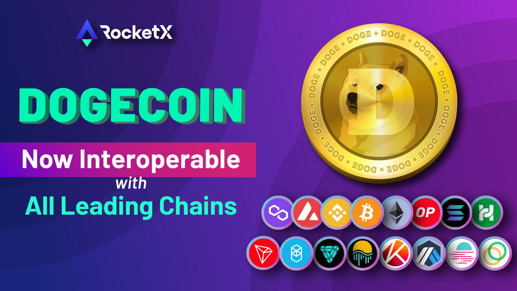 RocketX, the decentralized aggregator, integrates Dogecoin for seamless swapping with other assets. Enjoy better returns, interoperability and reduced transaction fees on the platform supporting 20+ blockchains.