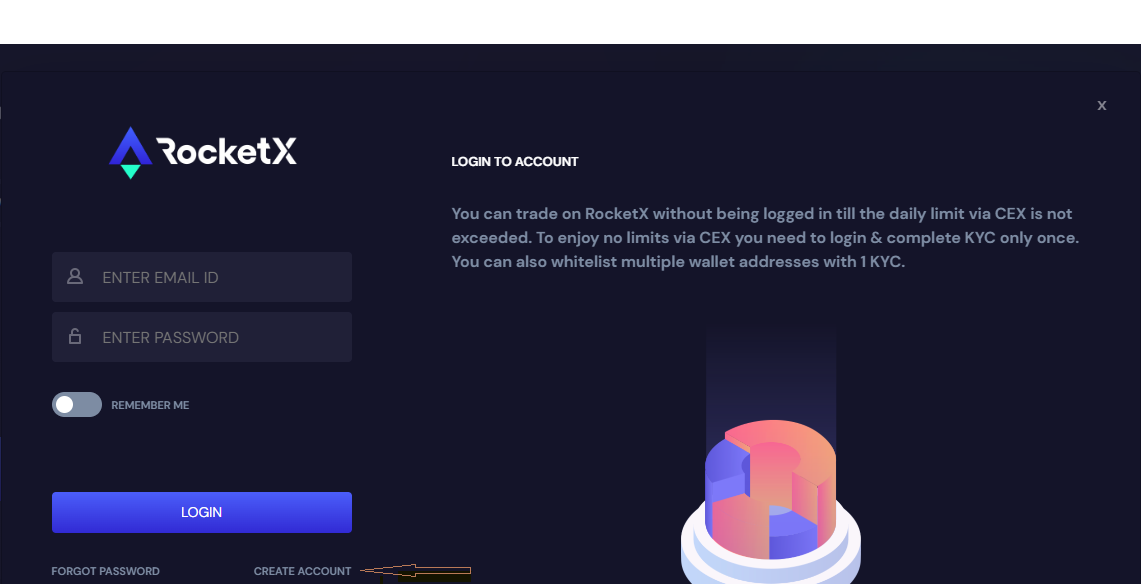 rocketx account creation step 3