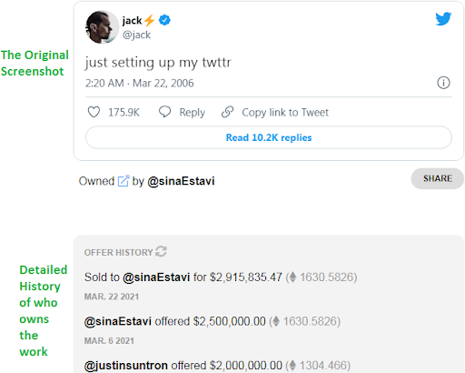screenshot of his first-ever tweet of Jack