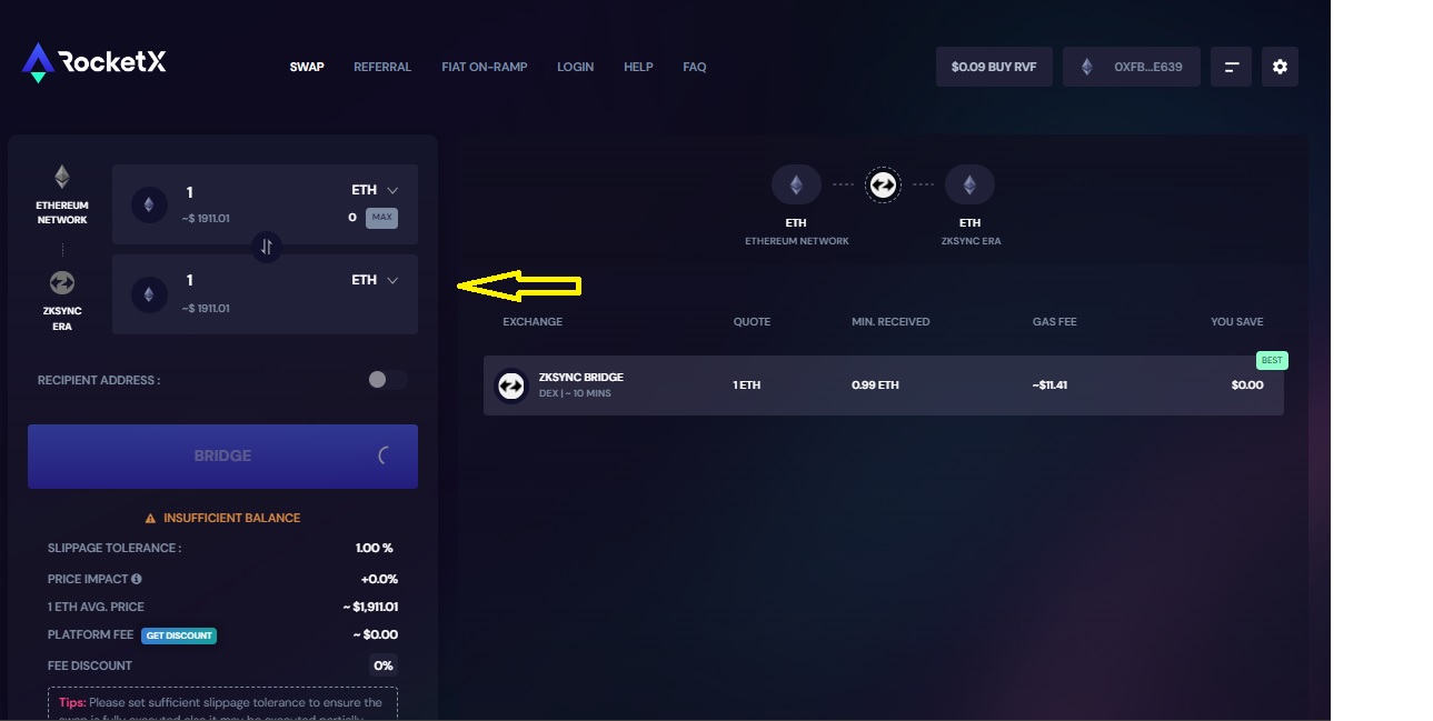 Select Destination Network (ZkSync Era) Select Destination Network (ZkSync Era)