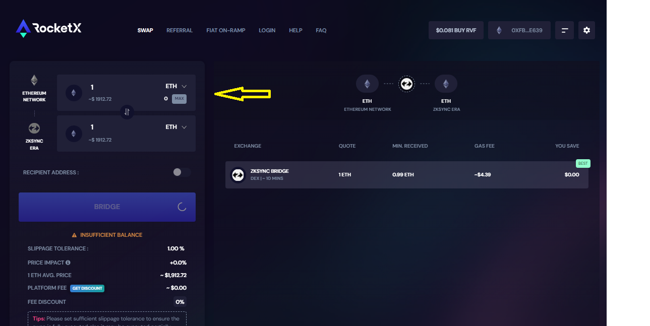 Select Ethereum as Source Network